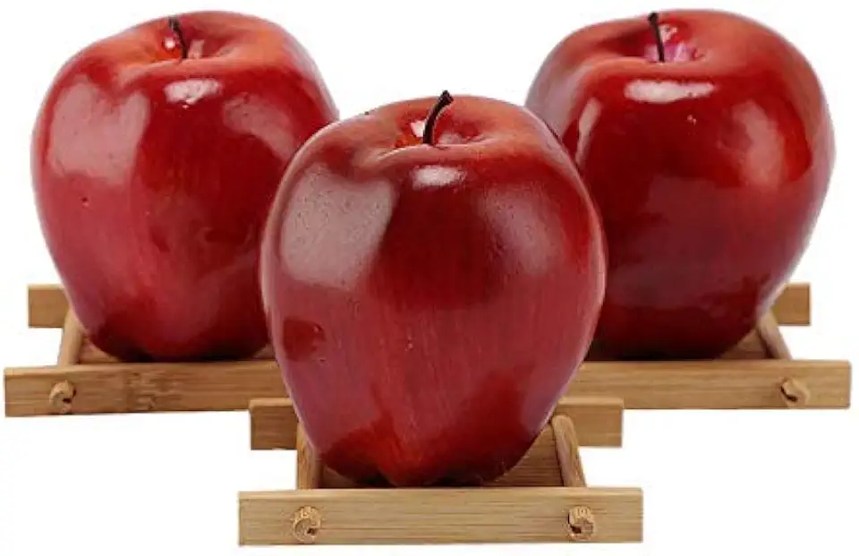 Artificial Lifelike Simulation Apples Decorative Red Fruit for Home House Kitchen Thanksgiving Christmas Party Decoration, 3 Pack