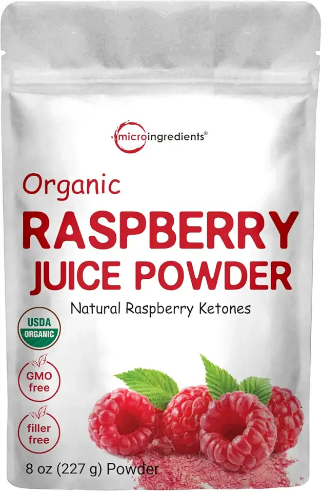 Organic Raspberry Juice powder, 8oz | 100% Natural Fruit Powder | Freeze-Dried Raspberries Source | No Sugar &amp; Additives | Great Flavor for Drinks, Smoothie, &amp; Beverages | Non-GMO &amp; Vegan Friendly