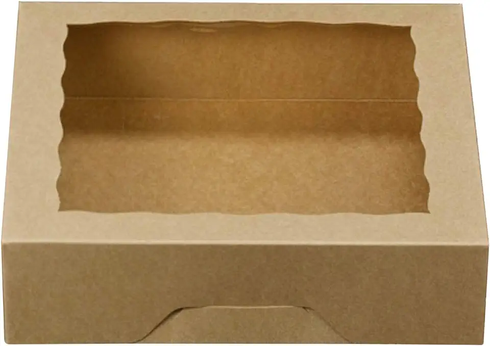 ONE MORE 10inch Natural Kraft Bakery Pie Boxes With PVC Windows,Large Cookie box 10x10x2.5inch 12 of Pack (Brown,12)