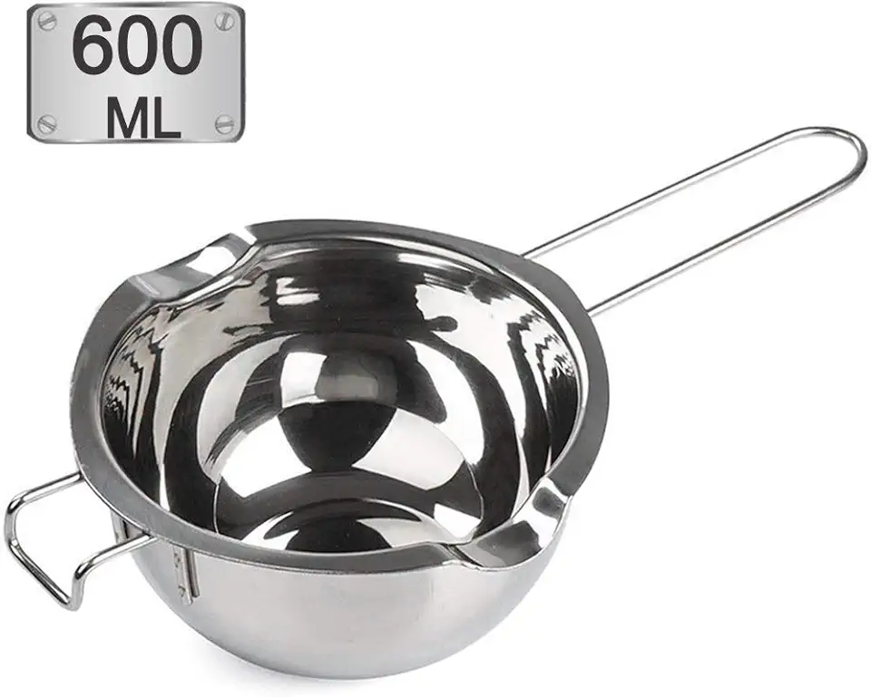 Stainless Steel Double Boiler Pot with 600ML for Melting Chocolate, Candy and Candle Making (18/8 Steel, Universal Insert)