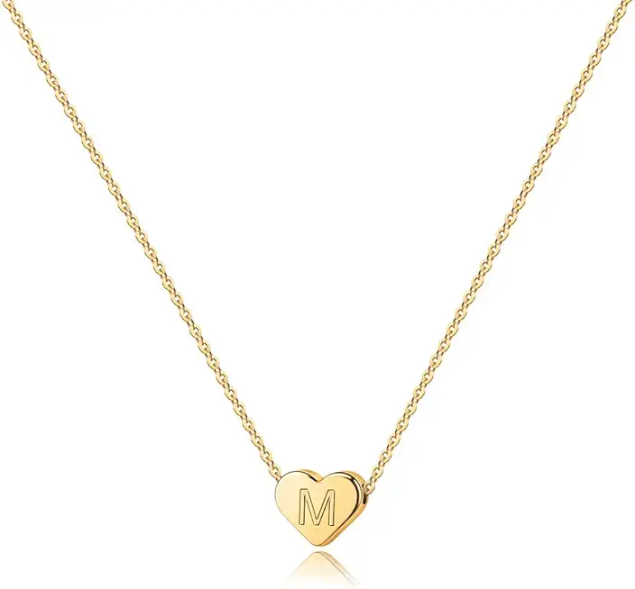 Turandoss Heart Initial Necklaces for Women Girls - 14K Gold Filled Heart Pendant Letter Alphabet Necklace Tiny Initial Necklaces for Girls Gifts Heart Letter Initial Necklace Gifts for Girls Teens