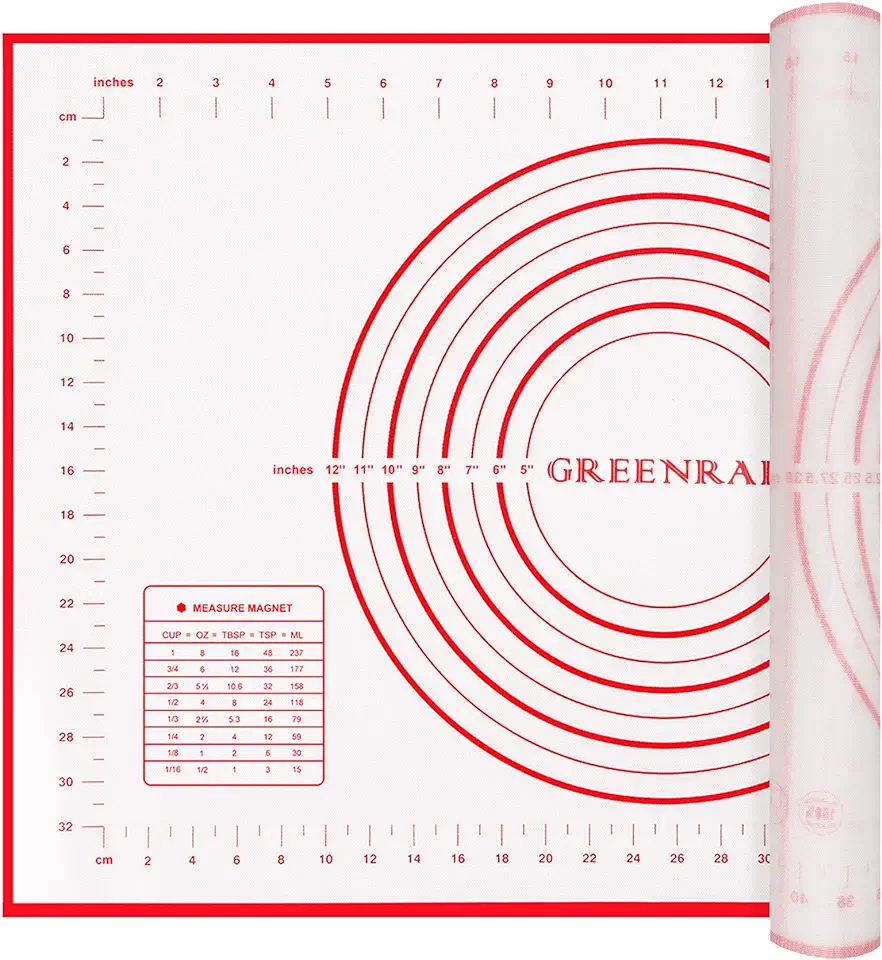 Large Silicone Pastry Mat Extra Thick Non Stick Baking Mat with Measurement Fondant Mat, Counter Mat, Dough Rolling Mat, Oven Liner, Pie Crust Mat (L-16&#x27;&#x27;(W)24&#x27;&#x27;(L), Red)