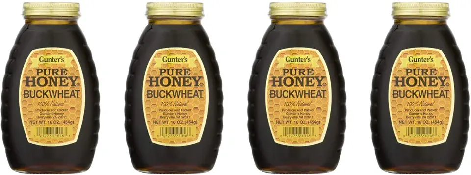 Gunter&#x27;s Pure Buckwheat Honey, 16 fl Oz (Pack of 4)