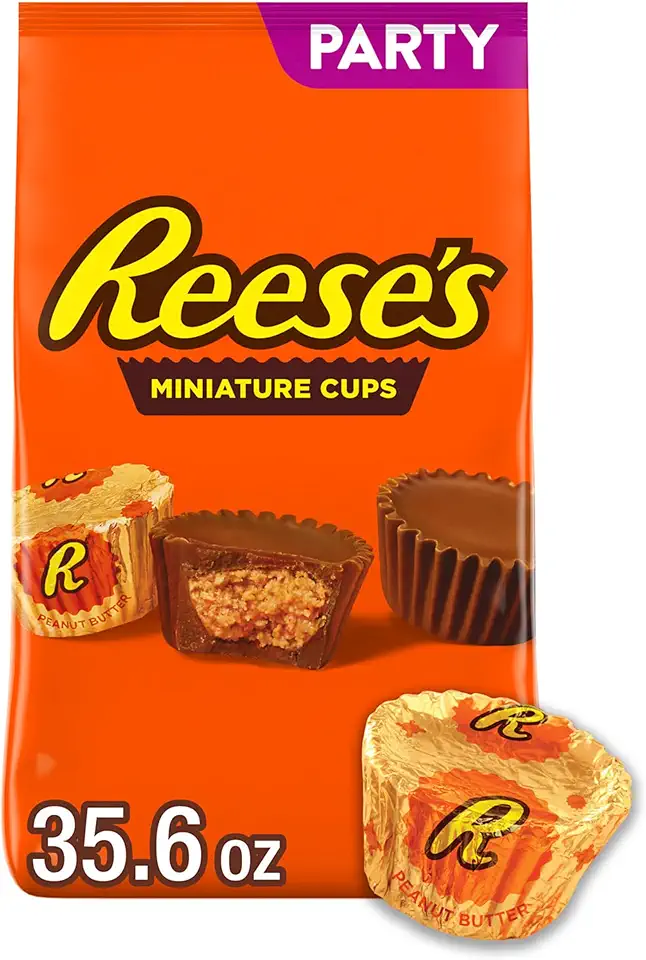 REESE&#x27;S Miniatures Milk Chocolate Peanut Butter Cups, Halloween Candy Party Pack, 35.6 oz