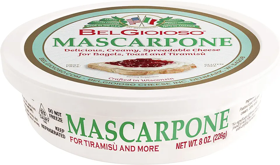 Belgioioso Mascarpone Creamy Spreadable Cheese, Gluten Free, Kosher, 8 Ounces (Pack Of 12)