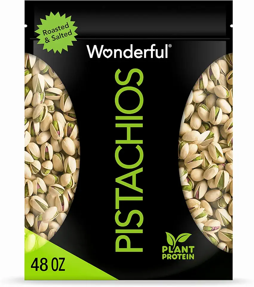 Wonderful Pistachios In Shell, Roasted &amp; Salted Nuts, 48 Ounce Resealable Bag, Protein Snacks, Bulk Snacks, Healthy Snacks for Adults