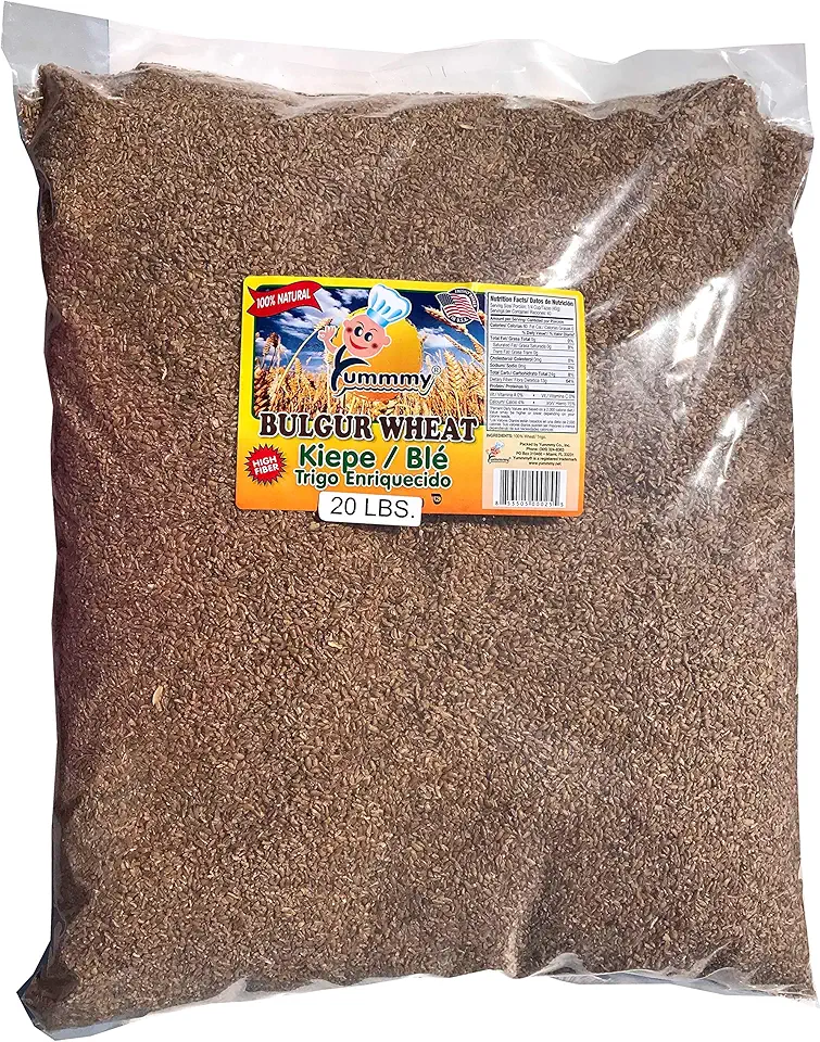 Yummy Cracked Bulgur Wheat 20 Lbs, High in Fiber, 100% Natural, Made in USA