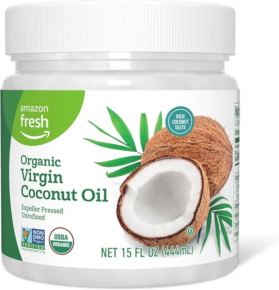 Amazon Fresh, Organic Virgin Coconut Oil, 15 Fl Oz (Previously Happy Belly, Packaging May Vary)