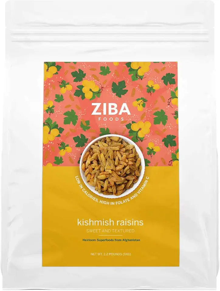 Ziba Foods Kishmish Raisins | Non-GMO, Vegan, Whole 30 Friendly &amp; Paleo | Superfood Naturally High in Fiber, Iron and Immune Boosting Antioxidants, 2.2 lbs