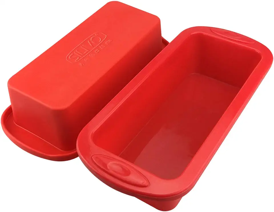 SILIVO Silicone Bread and Loaf Pans (2 Pack) - Nonstick Silicone Baking Mold for Homemade Loaf, Bread and Meatloaf - 8.9x3.7x2.5 inch