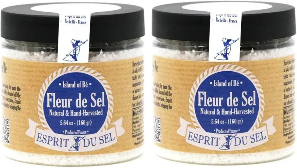 Esprit du Sel - Fleur de Sel 2 Pack (Two 5.64 oz Jars) - All Natural Sea Salt - Two Pack Fleur du Sel (11.28 total ounces)