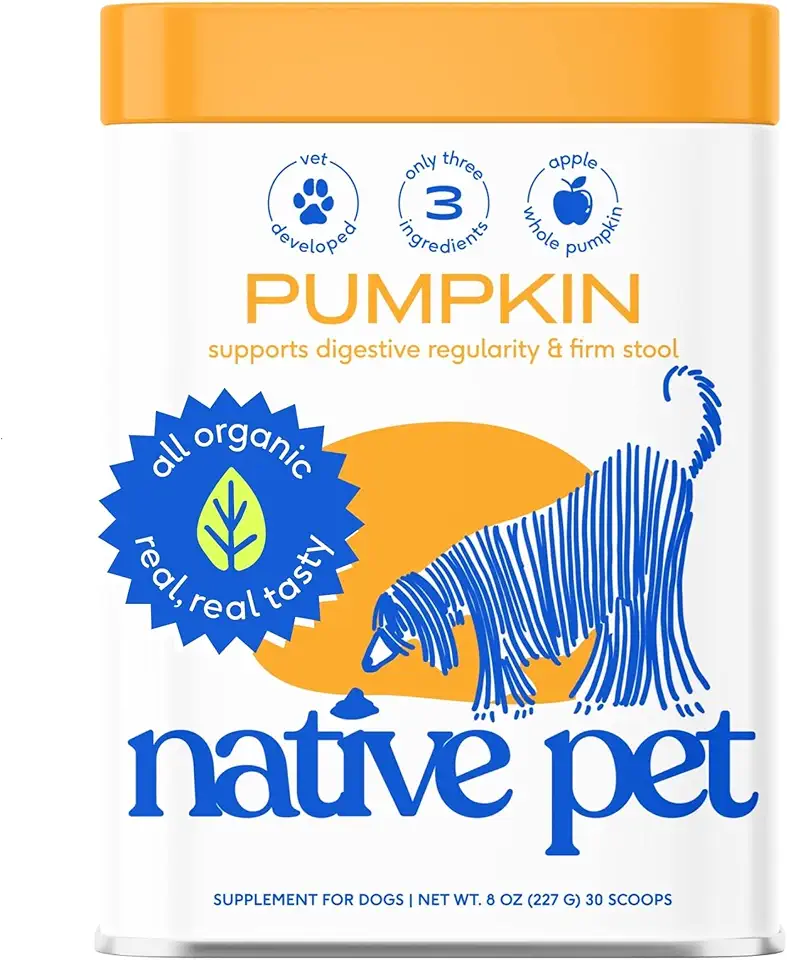 Native Pet Organic Pumpkin for Dogs (8 oz) - All-Natural, Organic Fiber for Dogs - Mix with Water to Create Delicious Pumpkin Puree - Prevent Waste with a Canned Pumpkin Alternative! (8 oz)