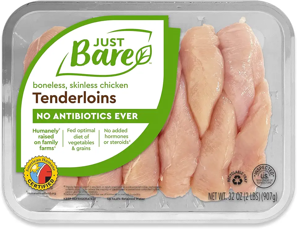 Just Bare® Natural Fresh Chicken Tenders | Family Pack | No Antibiotics Ever | Boneless | Skinless | 2.0 LB