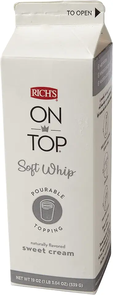 Rich&#x27;s On Top®, Soft Whip Topping, Naturally Flavored Sweet Cream, Frozen, 12 Pack, 19 Ounce Cartons