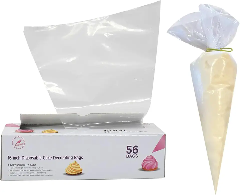 Keenpioneer Piping Bag - Disposable Cake Decorating Bag 56 Count (16 inch, Clear)