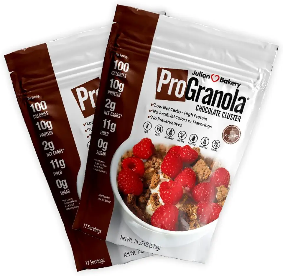 Julian Bakery® ProGranola® Cereal | Chocolate | 13g Protein | Paleo | 3 Net Carbs | Gluten-Free | Grain-Free | 2 Pack