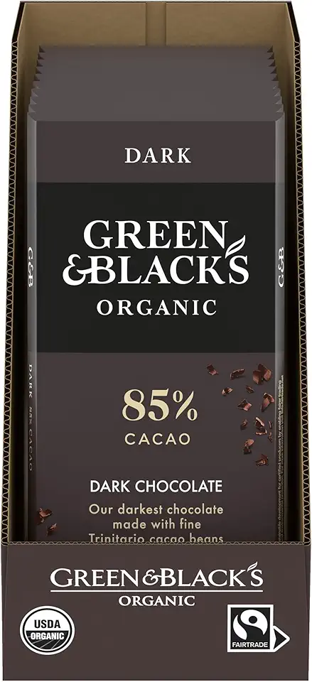 Green &amp; Black&#x27;s Organic Dark Chocolate Bar, 85% Cacao, 10 - 3.17 oz Bars