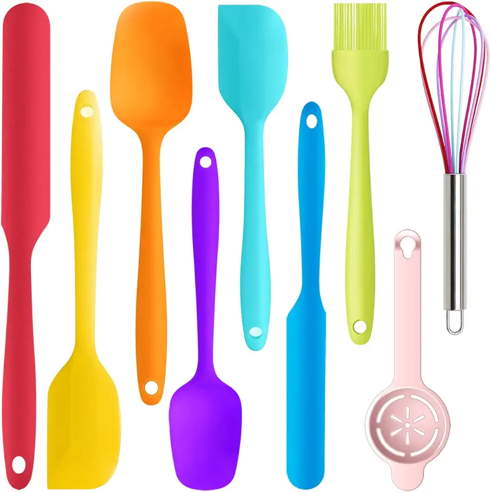 Silicone Spatula Set - 600°F Heat Resistant Rubber Spatulas for Cooking,Baking,Mixing, Silicone Utensil Sets for Nonstick Cookware,BPA-Free,Dishwasher Safe (Multicolor)