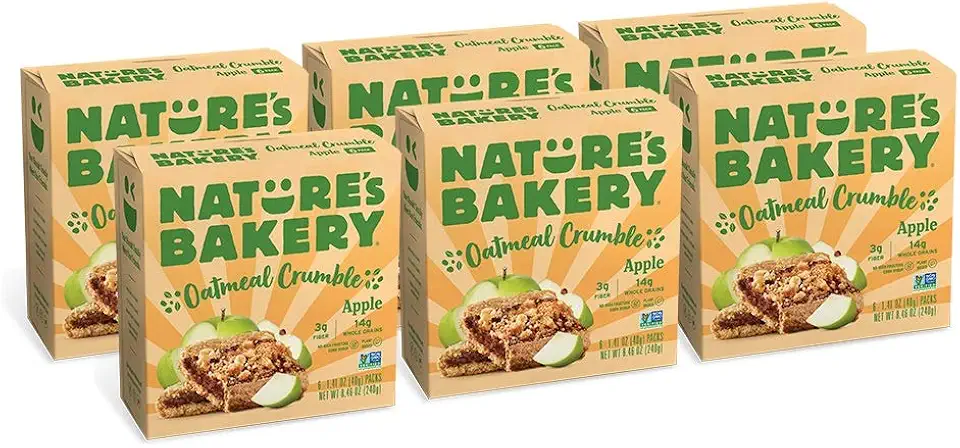 Nature&#x27;s Bakery Oatmeal Crumble Bars, Apple, 6-6 Count Boxes (36 Bars), Vegan Snacks, Non-GMO