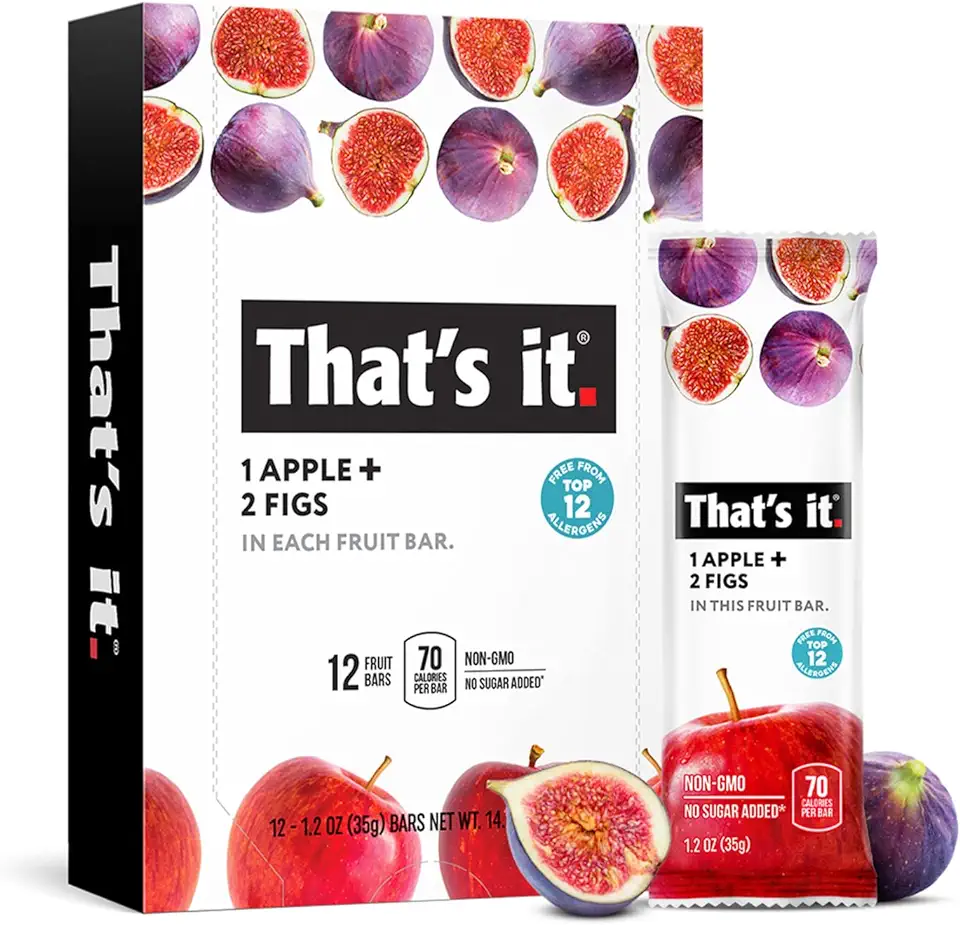 That&#x27;s it. Apple + Fig Fruit Bars 100% All Natural, No Artificial Ingredients or Preservatives Delicious Healthy Snack for Children &amp; Adults, Vegan, Gluten Free, Paleo, Kosher, Non GMO (12 Pack)