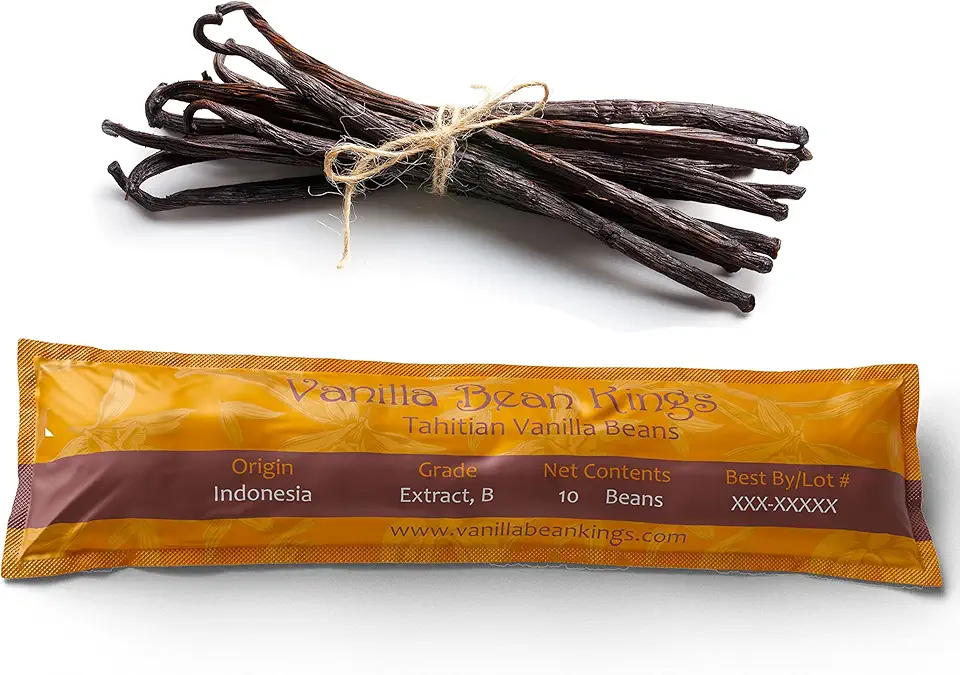 10 Vanilla Beans - Whole Extract Grade B Pods for Baking, Homemade Extract, Brewing, Coffee, Cooking - (Tahitian)