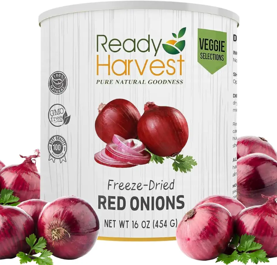 Ready Harvest Freeze-Dried Red Onions Fresh Alternative | Chopped Onions Diced Onions Dried Onions Minced Onions Canned Onions | Freeze-Dried Veggies Food #10 Can 25-Year Shelf Life 16oz