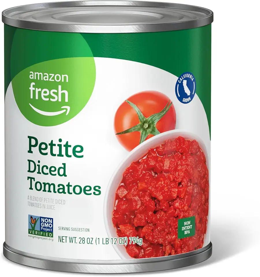 Amazon Fresh, Petite Diced Tomatoes, 28 Oz (Previously Happy Belly, Packaging May Vary)