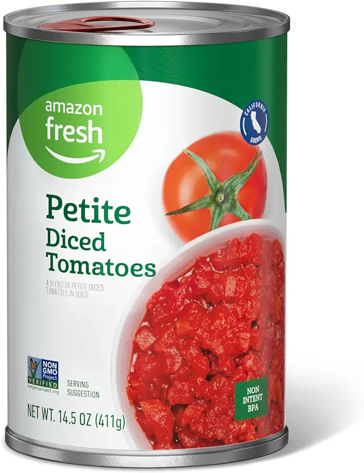 Amazon Fresh, Petite Diced Canned Tomatoes, 14.5 Oz (Previously Happy Belly, Packaging May Vary)