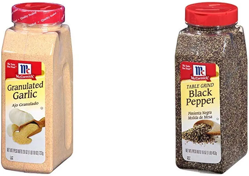 McCormick Table Ground Black Pepper, 16 oz with McCormick Granulated Garlic, 26 oz