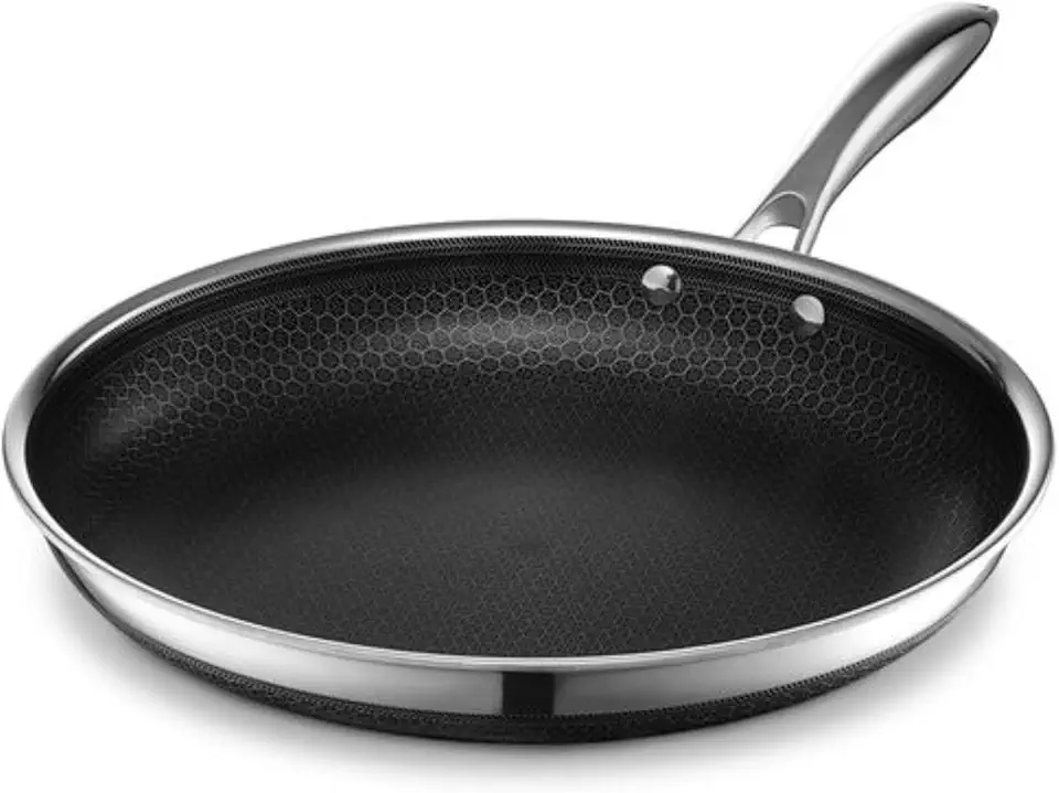 HexClad Hybrid Nonstick Frying Pan, 12-Inch, Stay-Cool Handle, Dishwasher and Oven Safe, Induction Ready, Compatible with All Cooktops