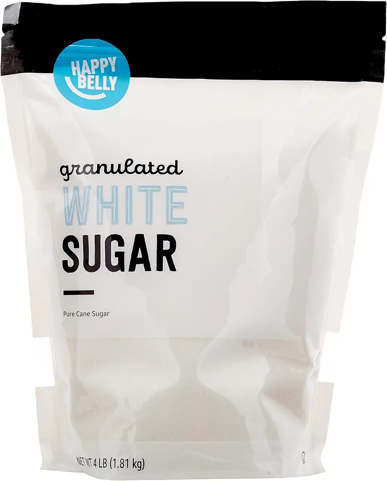 Amazon Brand - Happy Belly White Pure Cane Sugar Granulated, 4 pound (Pack of 1)