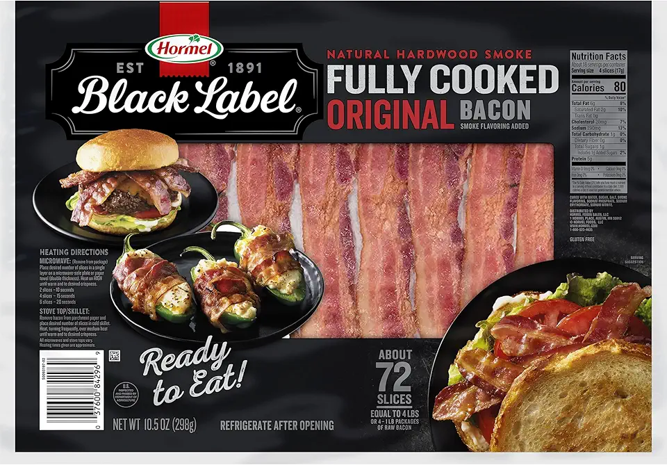 Hormel Black Label Fully Cooked Bacon,10.5 Ounce (Pack of 1)