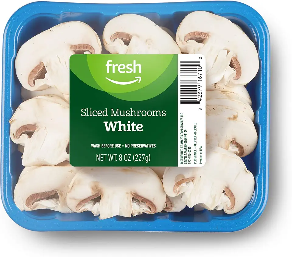 Amazon Fresh Brand, Sliced White Mushrooms, 8 Oz