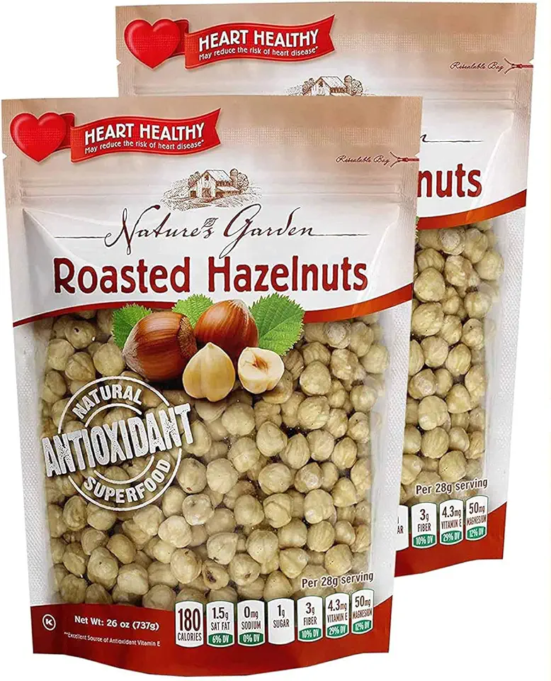 Nature’s Garden Roasted Hazelnuts-Whole Roasted Hazelnuts, Bulk, Raw Hazelnuts, High Fiber, Kosher Certified, Cholesterol Free, Hazelnuts For Baking, Hazelnuts For Snacking – Bulk 737g Bag (Pack of 2)