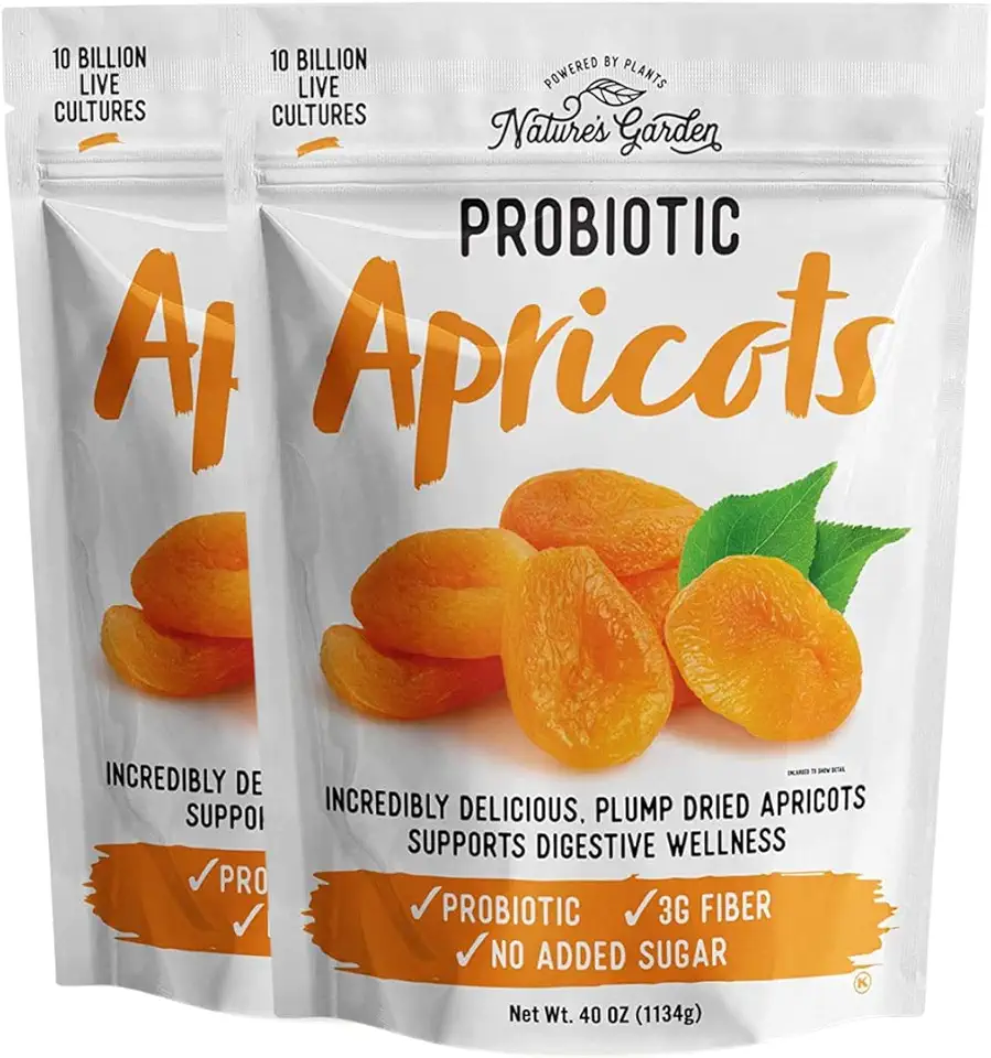 Nature&#x27;s Garden Probiotic Apricots - Probiotic Dried Fruit, Plump Dried Apricots, No Added Sugar, Gluten-Free, Dairy-Free, Vegan – Bulk 40 Oz Bag (Pack of 2)