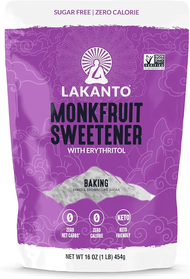 Lakanto Baking Monk Fruit Sweetener with Erythritol - Baking Sugar Substitute, Zero Calorie, Keto Diet Friendly, Zero Net Carbs, Extract, Sugar Replacement (Baking - 1 lb)