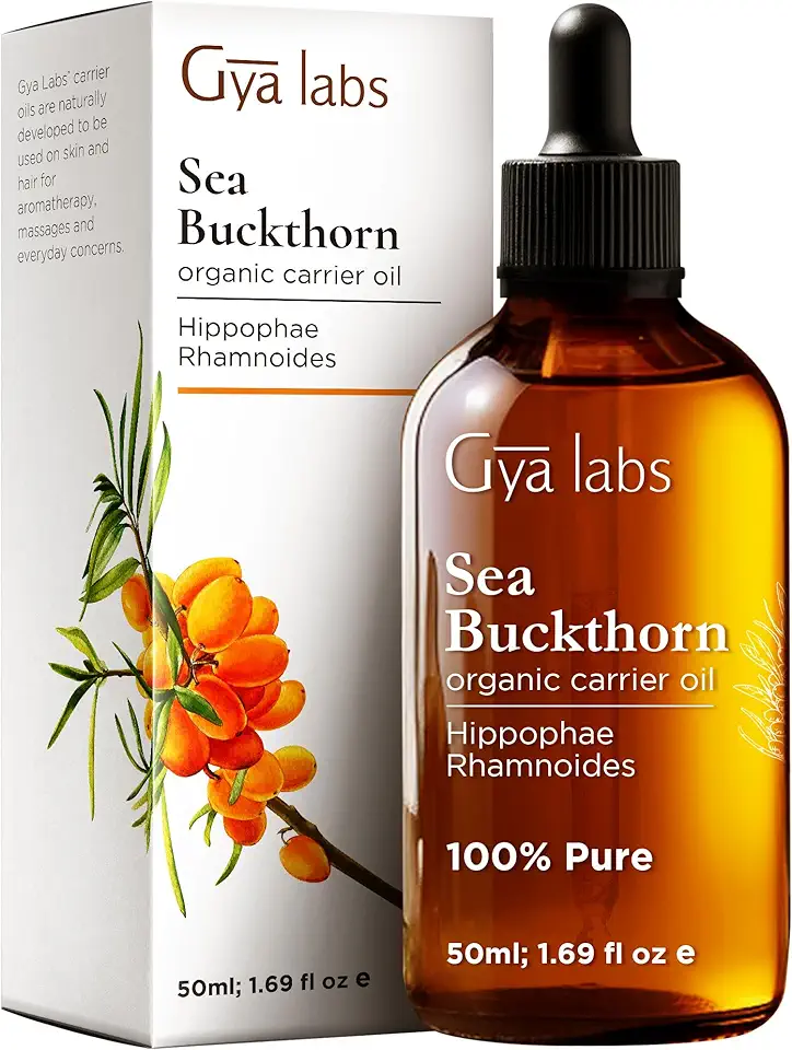 Gya Labs Organic Sea Buckthorn Oil - 1.69 Oz - 100% Pure Natural Sea Buckthorn Carrier Oil for Skin, Face, Nails &amp; Hair - Soothing &amp; Moisturizing