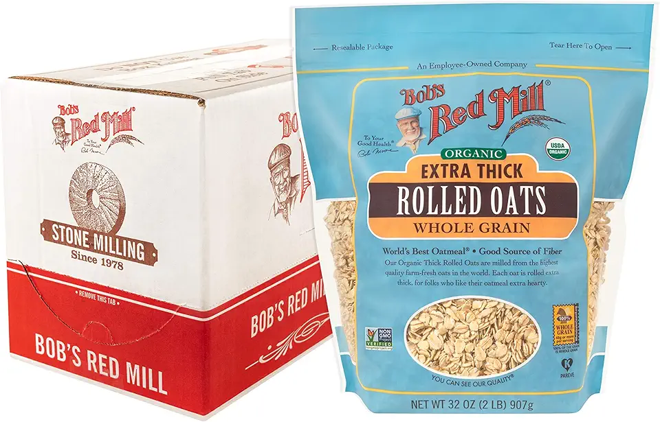 Bob&#x27;s Red Mill Organic Extra Thick Rolled Oats, 32-ounce (Pack of 4)