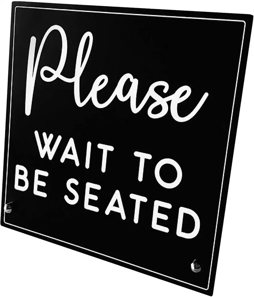 Please Wait To Be Seated Business Freestanding Counter Top Sign | Custom Coffee Shop Restaurant Bakery Ice Cream Stand | Cafe Decor Display Hostess Stand