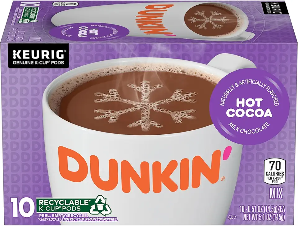 Dunkin&#x27; Milk Chocolate Hot Cocoa, 0.51 Oz, 10 Ct