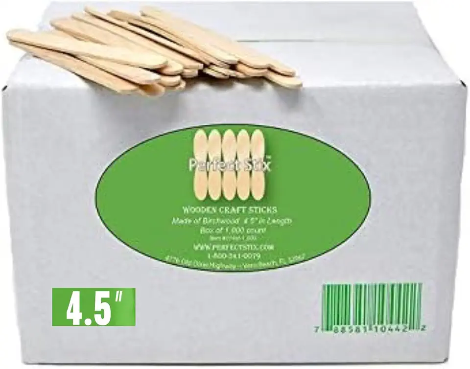 Perfect Stix - PS-114st-1,000 4.5&quot; Craft Sticks/ Ice Cream Sticks/ Natural Wood - Box of 1,000ct