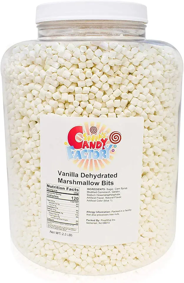 Sarah&#x27;s Candy Factory Vanilla Mini Dehydrated Marshmallows in Jar - Mini Marshmallow Bits for Hot Cocoa 2.5 Lbs