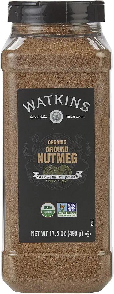 Watkins Gourmet Spice, Organic Ground Nutmeg, Bulk Food Service Size, 17.5 oz (Pack of 1)