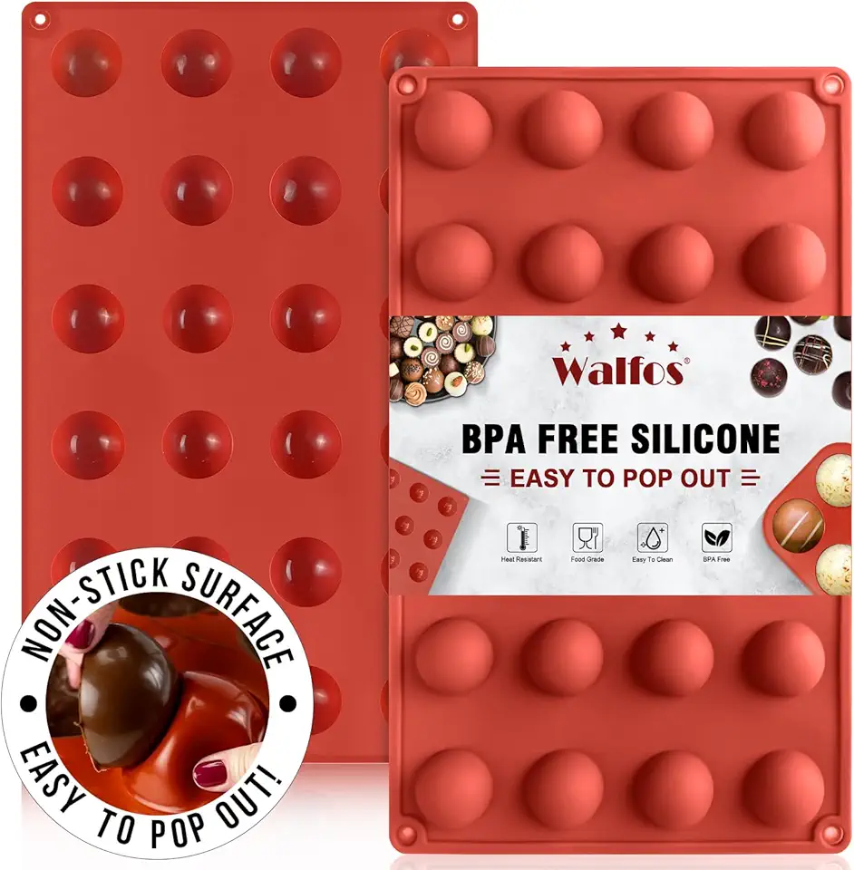 Mini 24-Cavity Semi Circular Silicone Mold, 2 Packs Half Sphere Silicone Baking Molds for Making Jelly, Chocolates and Cake