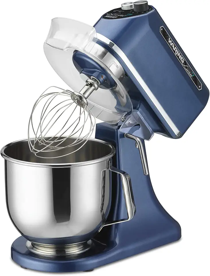 Waring Commercial Planetary 7 Quart Large Stand Mixer | Tilt Head | Countertop Chef Professional Restaurant Industrial Grade | Stainless Steel Bowl | Bakery Bread Dough | WSM7L | 1/2 HP 120V, Blue