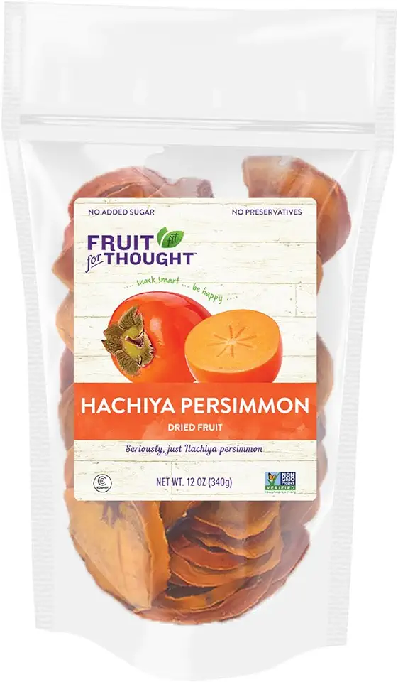 Fruit for Thought Dried Persimmons | Dried Fruit Snack Packs | At Home, Work, or On The Go | Unsweetened Hachiya Persimmon | 12 Ounce Bags Pack of 2