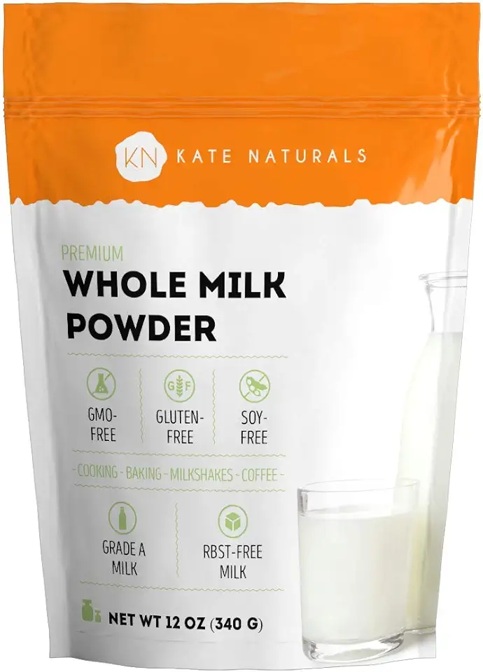 Kate Naturals Dry Whole Milk Powder for Baking and Coffee (12oz) Dried Powdered Milk for Adults. RBST-Free. Substitute For Liquid Milk. Milk Whole Powder for Milkshakes. Made In USA.