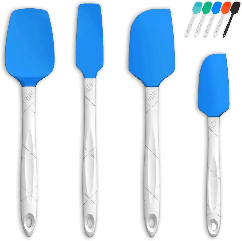 M KITCHEN Silicone Spatula Set - Heat Resistant &amp; BPA Free - 4 Piece Nonstick Rubber Spatulas, Spoonula, Jar Scraper for Cooking, Baking, Mixing, Frosting - Dishwasher Safe Kitchen Utensils