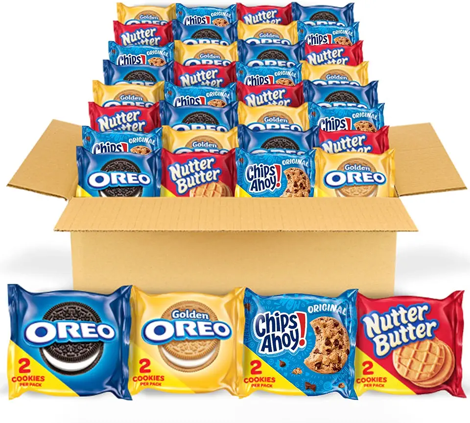 OREO Original, OREO Golden, CHIPS AHOY! &amp; Nutter Butter Cookie Snacks Variety Pack, 56 Snack Packs (2 Cookies Per Pack)