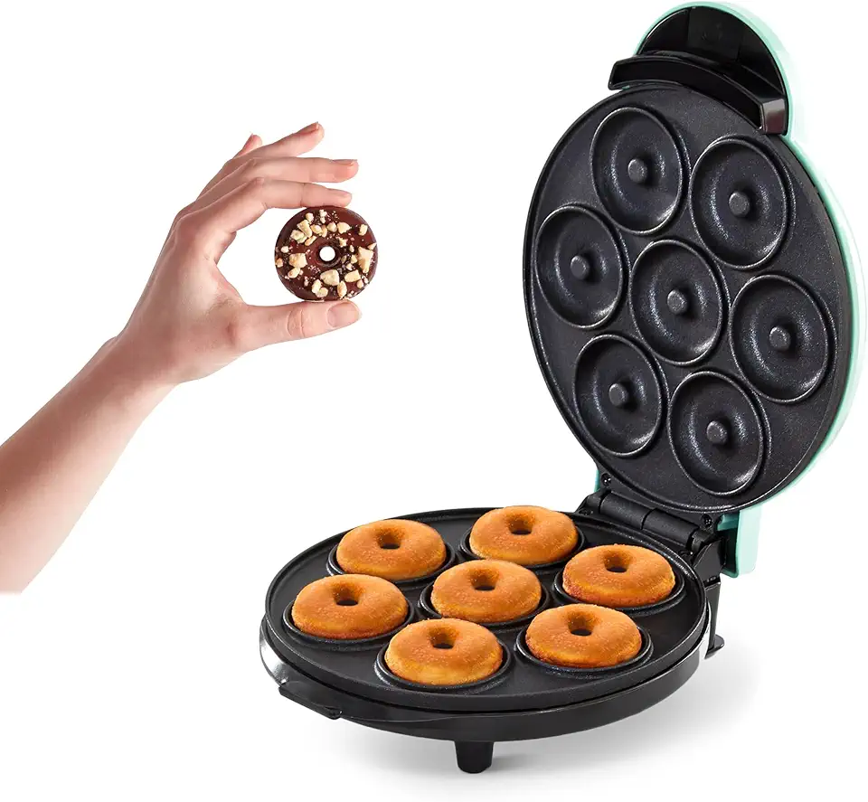 DASH Mini Donut Maker Machine for Kid-Friendly Breakfast, Snacks, Desserts &amp; More with Non-stick Surface, Makes 7 Doughnuts - Aqua